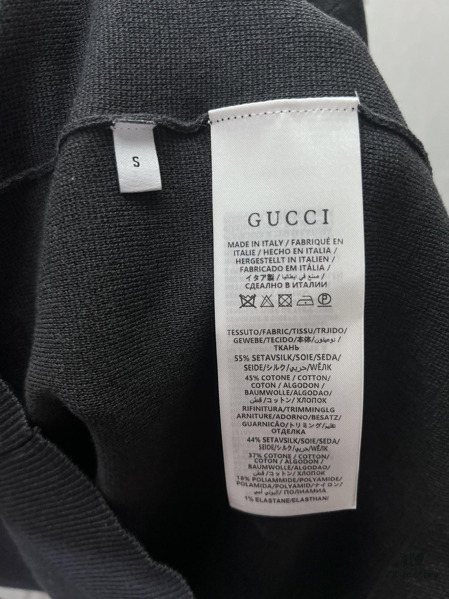 Gucci 25SS New Arrival Sweater Crafted from a Silk-Cotton Blend Knit Fabric, Embellished with Gucci Intarsia for Added Charm