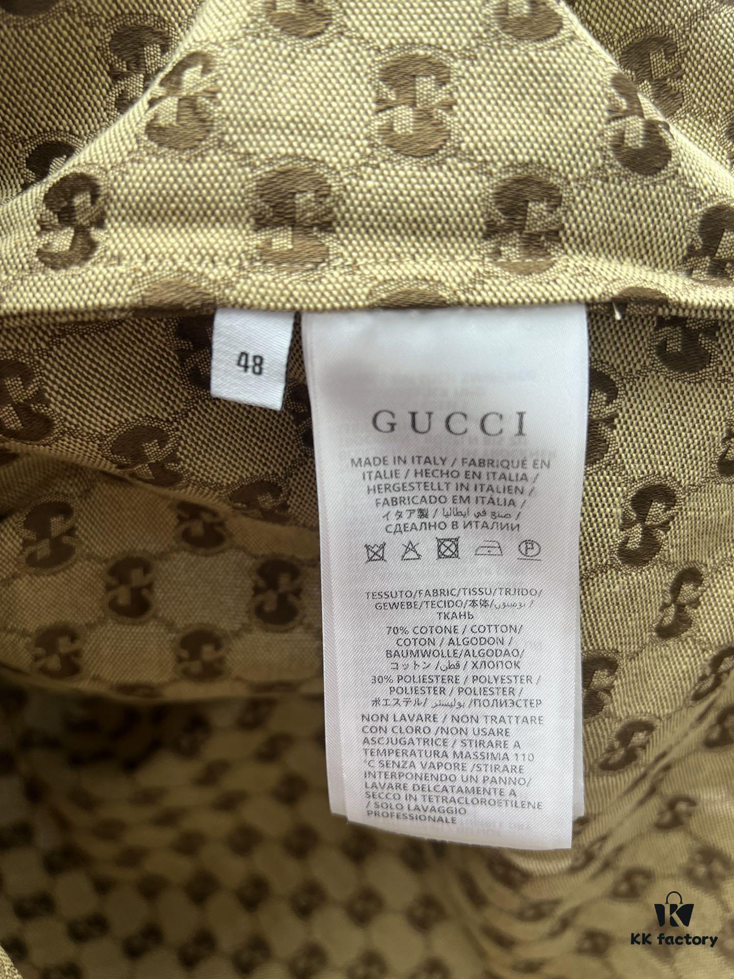 Gucci 25SS New Arrival Letter Interlocking Pattern Shirt Inspired by Founder Guccio Gucci's Name, Crafted in GG Canvas with Side Slits