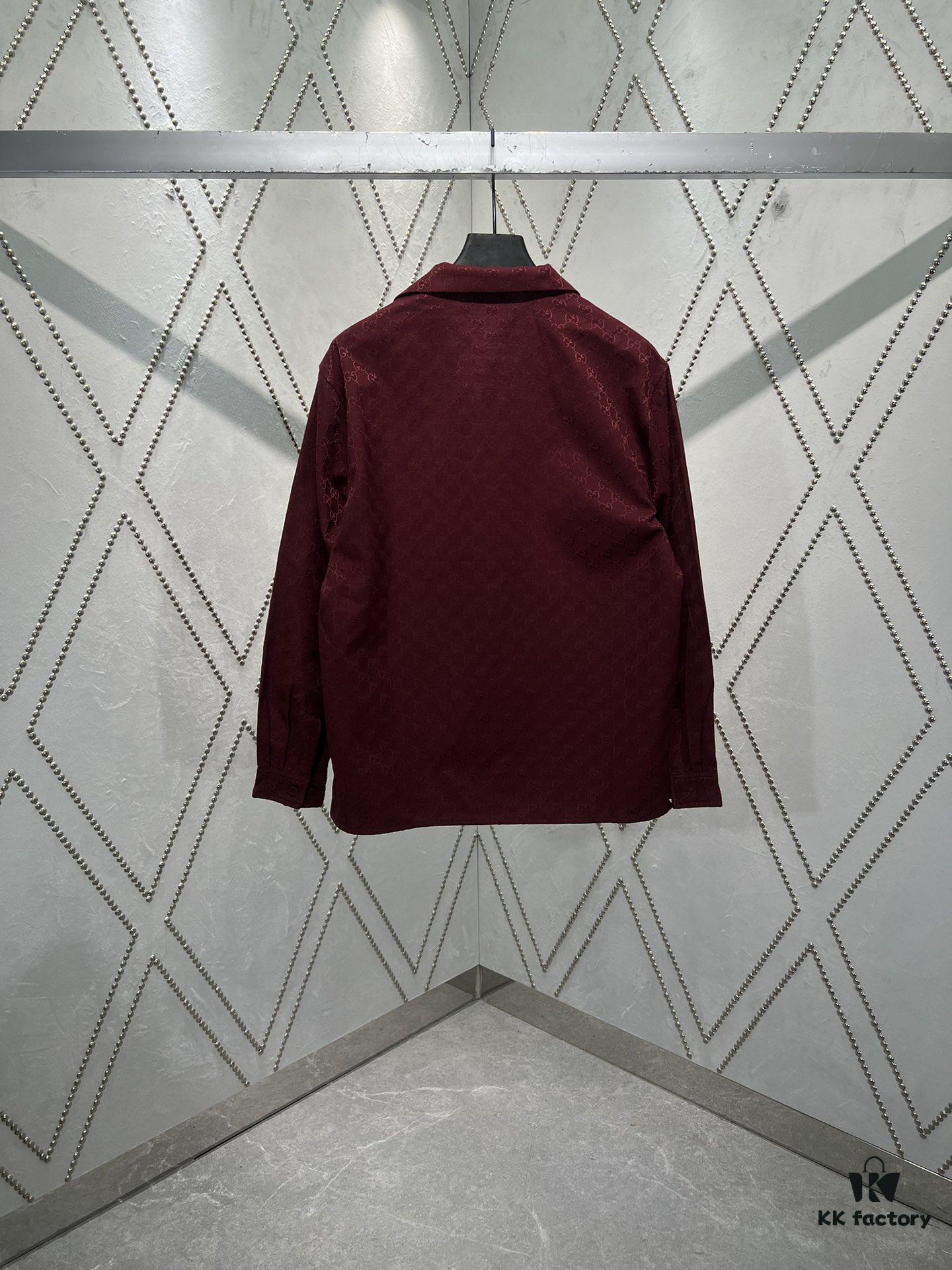 Gucci 25SS New Arrival Letter Intertwined Pattern Shirt Inspired by Founder Guccio Gucci's Name, Crafted in GG Canvas with Side Slits