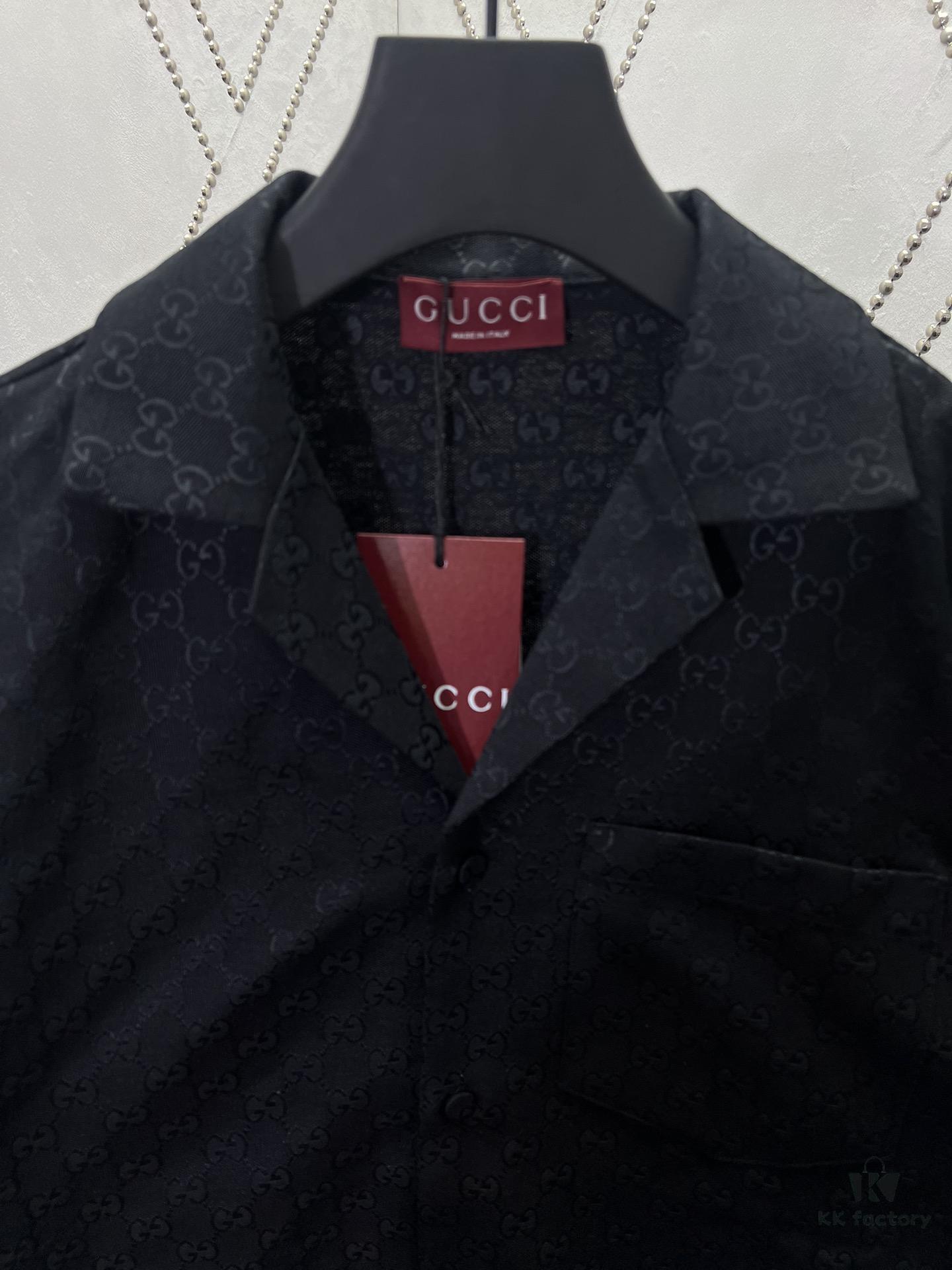 Gucci 25SS New Arrival Letter Interlocking Pattern Shirt Inspired by Founder Guccio Gucci