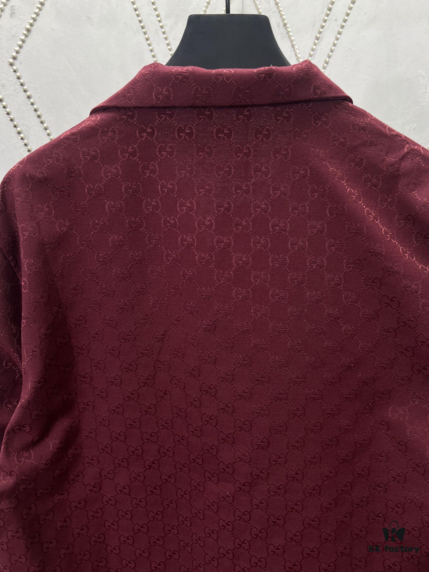 Gucci 25SS New Arrival Letter Intertwined Pattern Shirt Inspired by Founder Guccio Gucci's Name, Crafted in GG Canvas with Side Slits