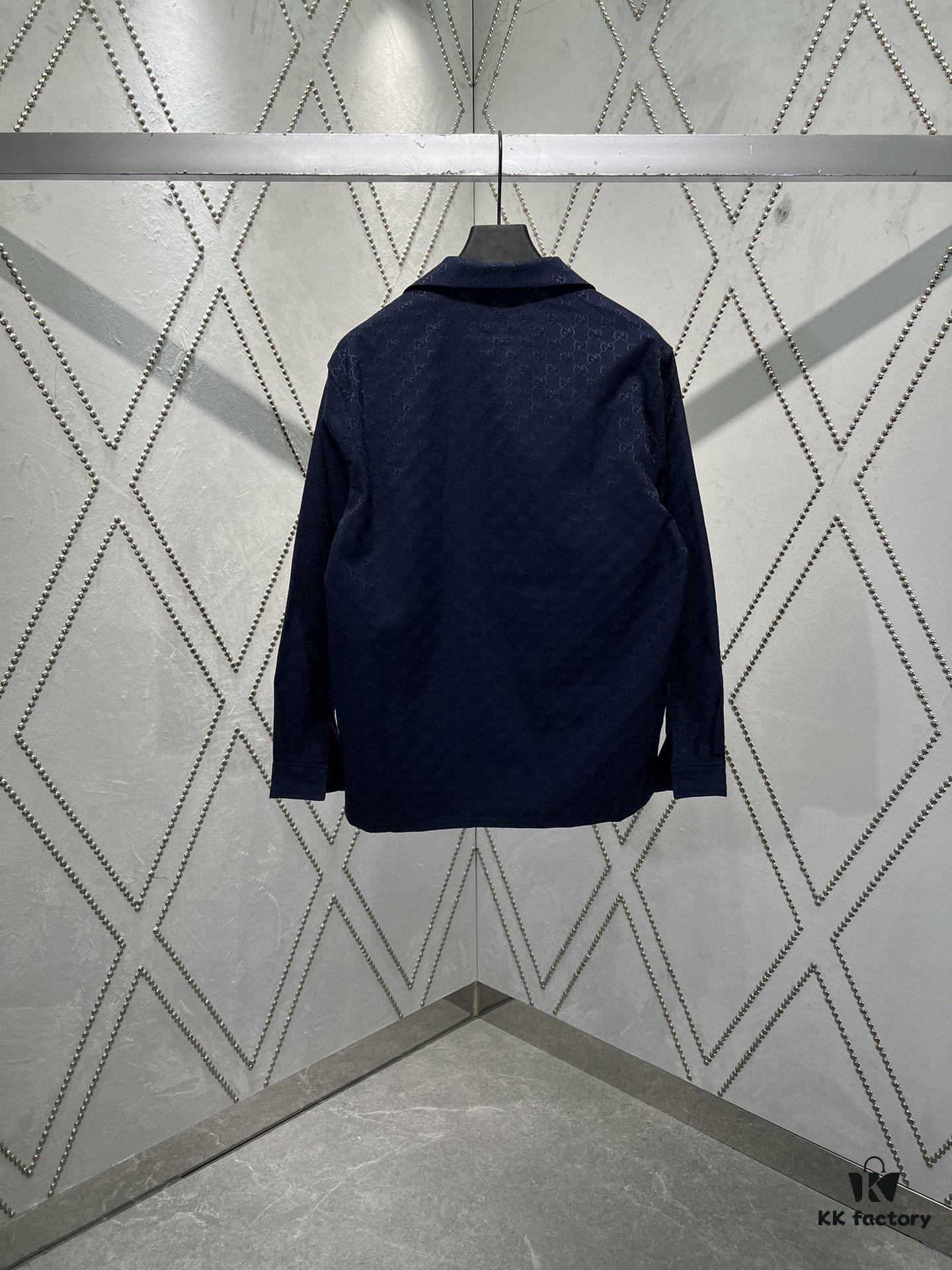 Gucci 25SS New Arrival Letter Interlocking Pattern Shirt Inspired by Founder Guccio Gucci's Name, Crafted in GG Canvas with Side Slits, Regular Fit