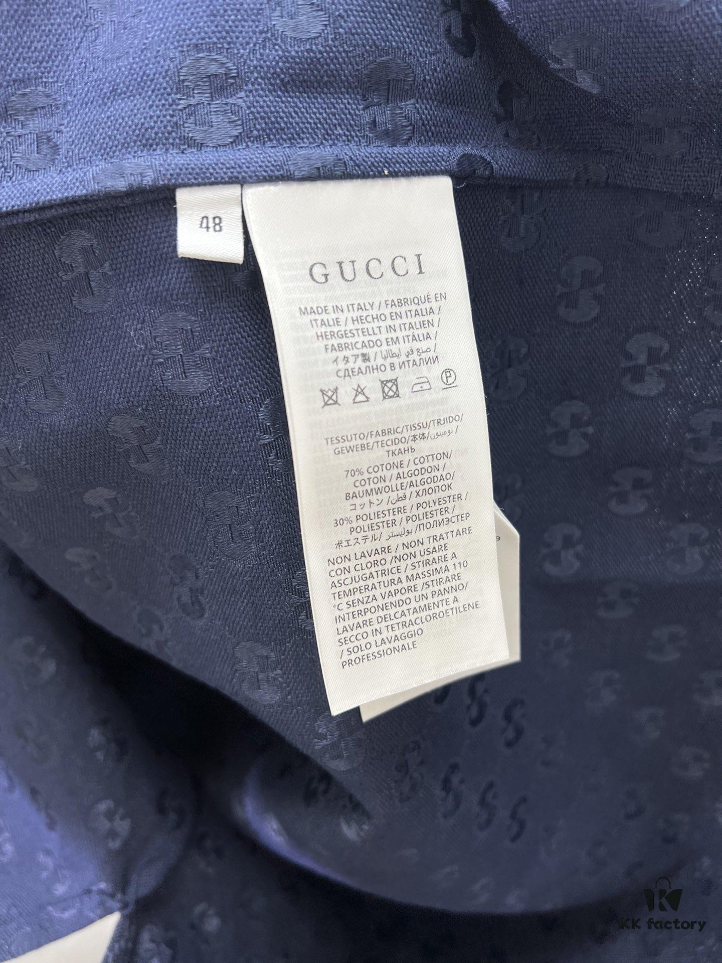 Gucci 25SS New Arrival Letter Interlocking Pattern Shirt Inspired by Founder Guccio Gucci's Name, Crafted in GG Canvas with Side Slits, Regular Fit