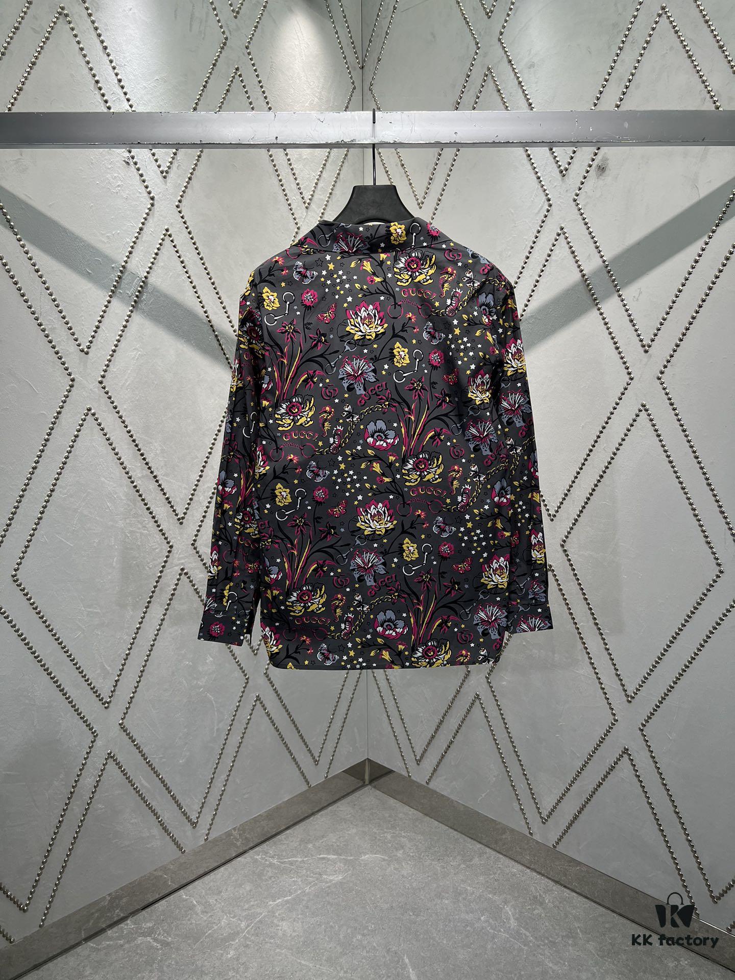 G Brand 25SS New Arrival Floral Print Lapel Single-Breasted Long-Sleeve Shirt, High Version!