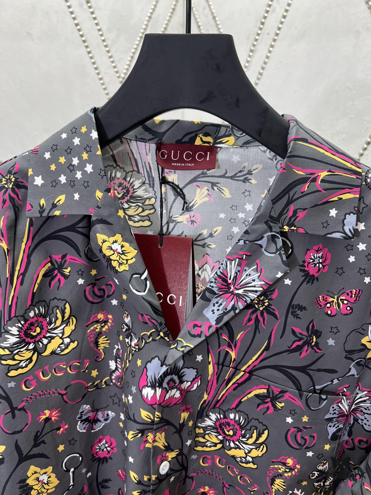 G Brand 25SS New Arrival Floral Print Lapel Single-Breasted Long-Sleeve Shirt, High Version!