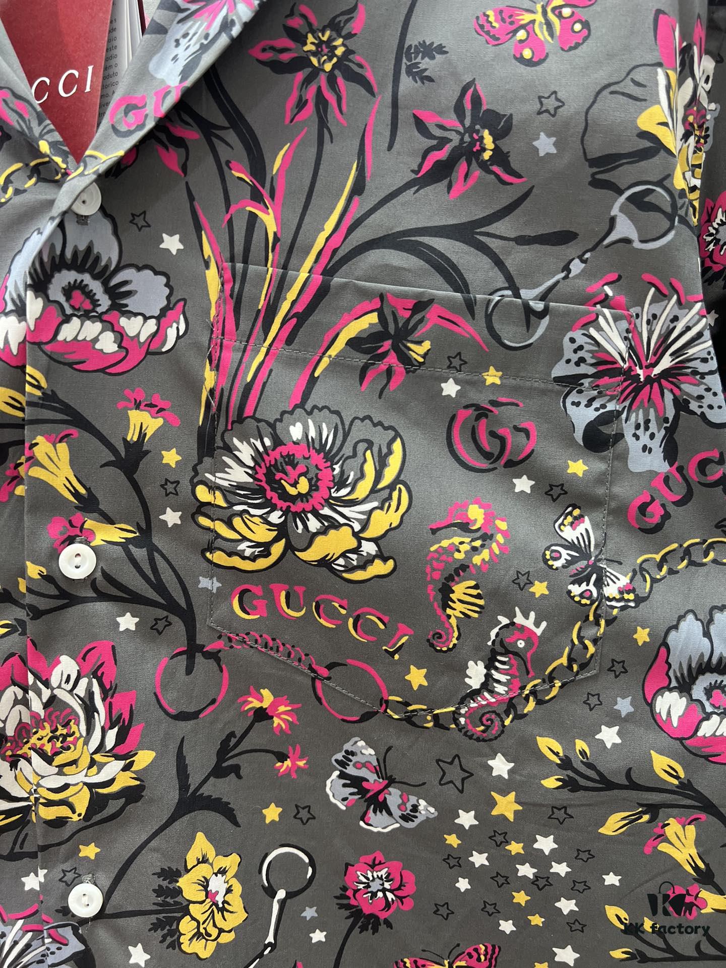 G Brand 25SS New Arrival Floral Print Lapel Single-Breasted Long-Sleeve Shirt, High Version!