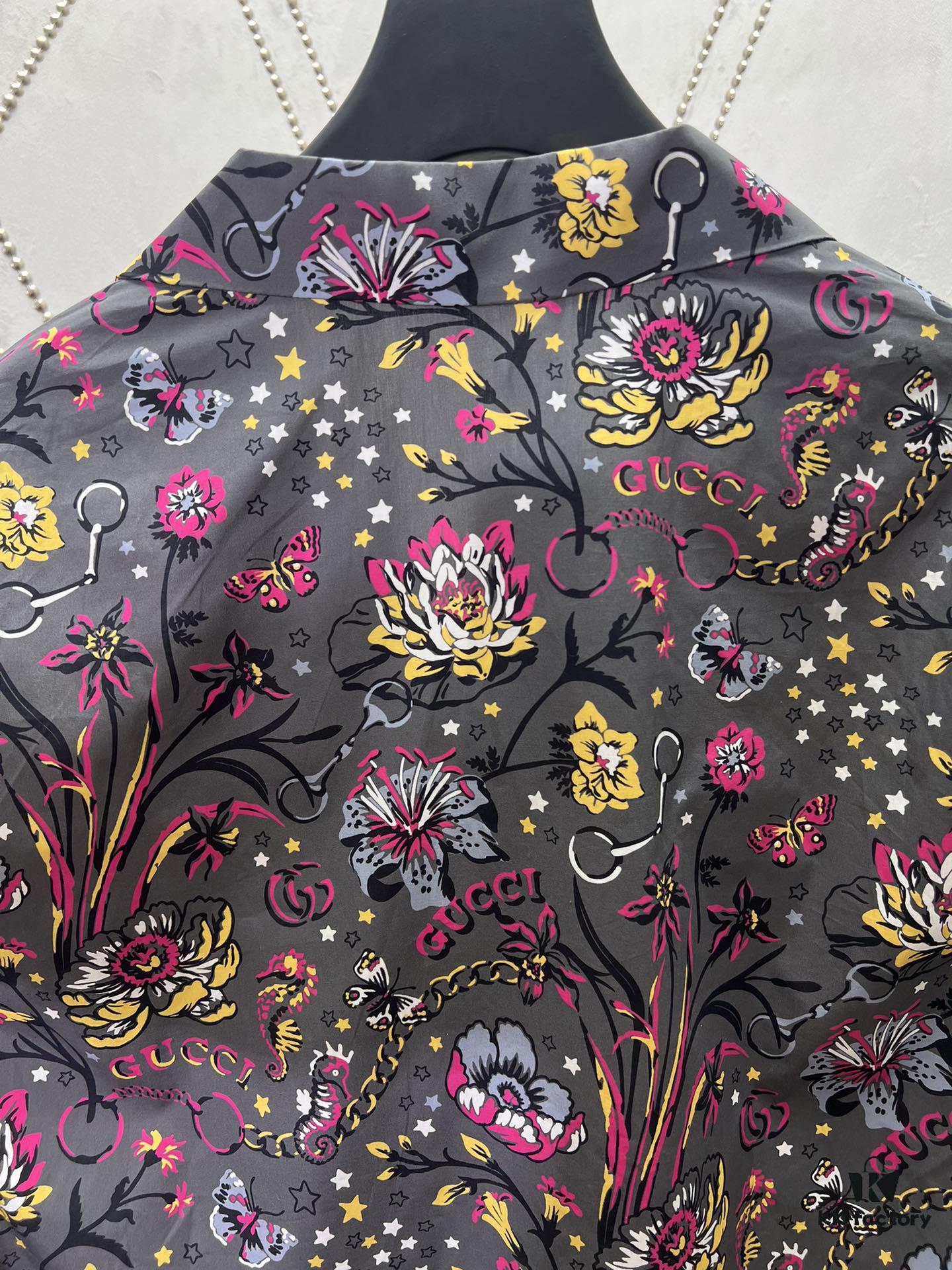 G Brand 25SS New Arrival Floral Print Lapel Single-Breasted Long-Sleeve Shirt, High Version!