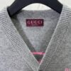 G House 25SS New Arrival Wool Cashmere Blend Knit Cardigan Featuring Refreshed Brand Pattern with Color-Contrast Bright Pink Accents, Creating Delicate Intarsia Effects on Front and Back