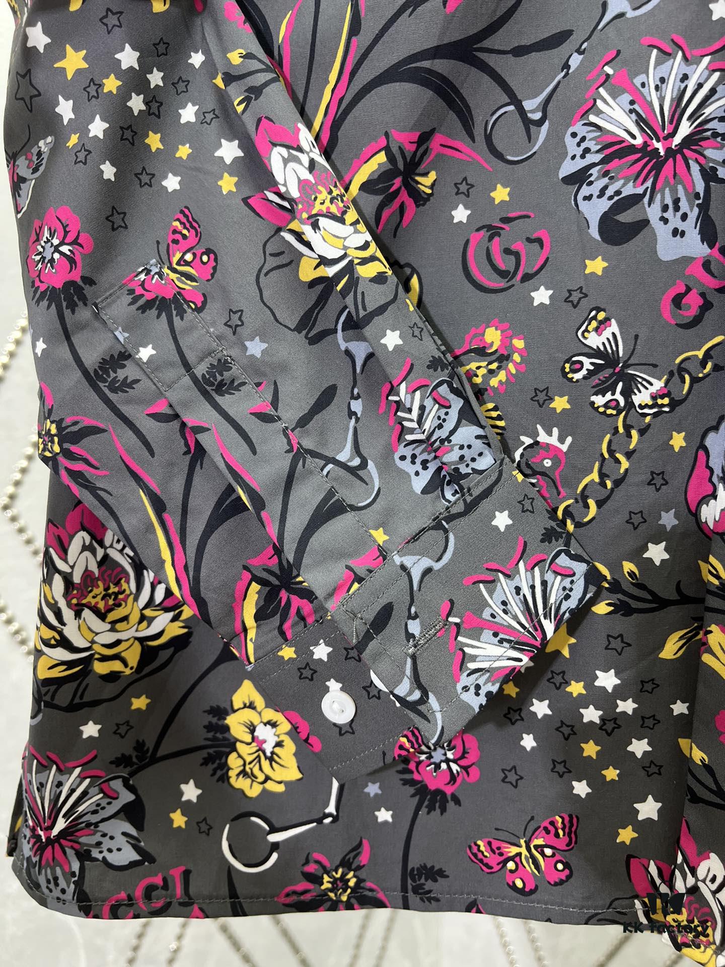 G Brand 25SS New Arrival Floral Print Lapel Single-Breasted Long-Sleeve Shirt, High Version!