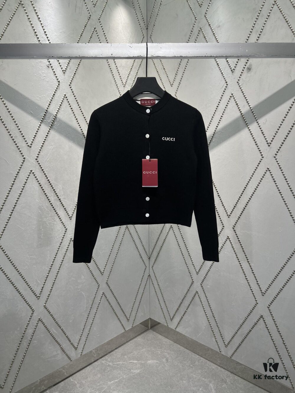 Gucci 25SS New Arrival Wool Blend Jacquard Top with Decorative Gucci Intarsia on Front