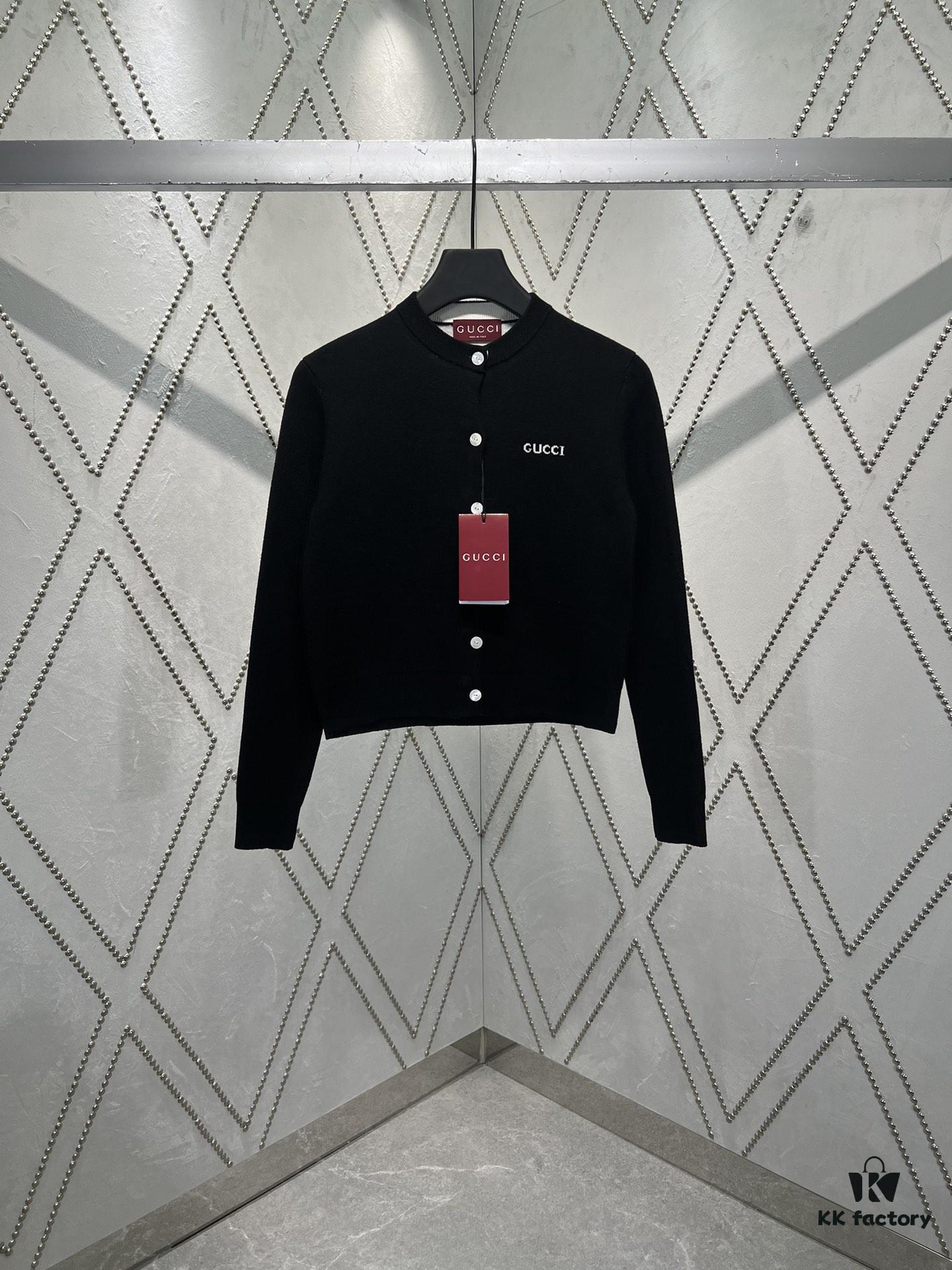 Gucci 25SS New Arrival Wool Blend Jacquard Top with Decorative Gucci Intarsia on Front