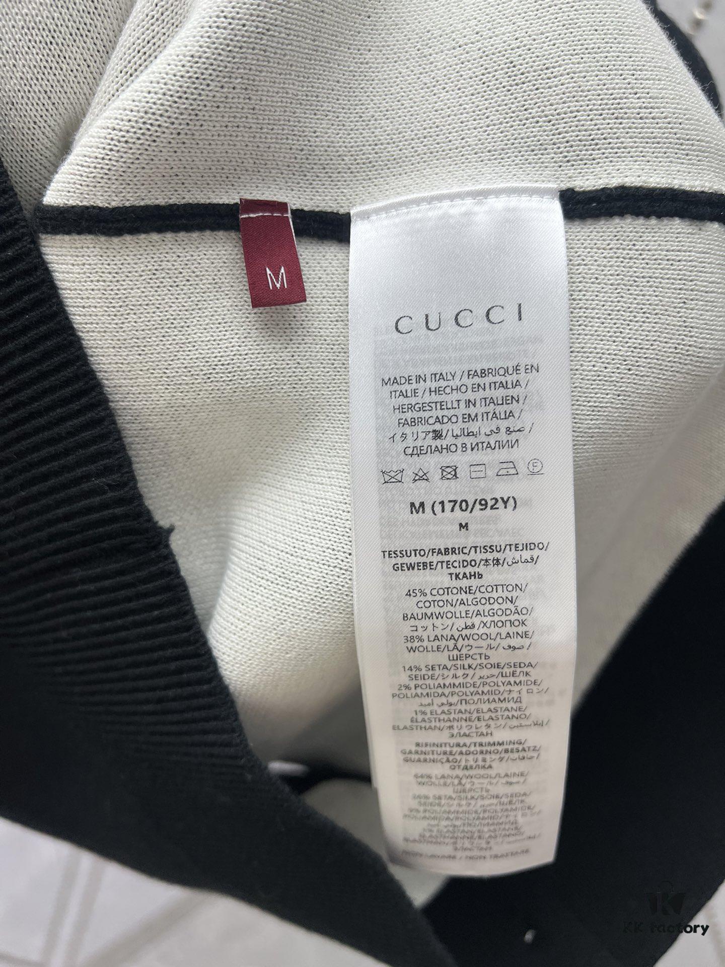 Gucci 25SS New Arrival Wool Blend Jacquard Top with Decorative Gucci Intarsia on Front