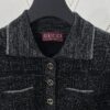 Gucci 25SS New Round Neck Top Crafted from Premium Wool with Metallic Thread Tartan Jacquard Fabric, Featuring a Circular Interlocking Double G Button on the Back