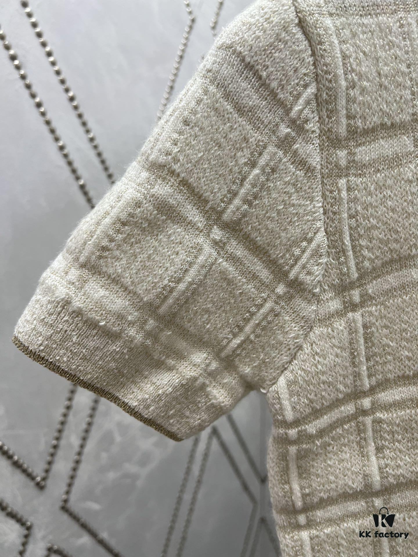 Gucci 25SS New Round Neck Cardigan Crafted from Premium Wool with Metallic Thread Geometric Jacquard Fabric, Featuring Interlocking Double G Round Buttons