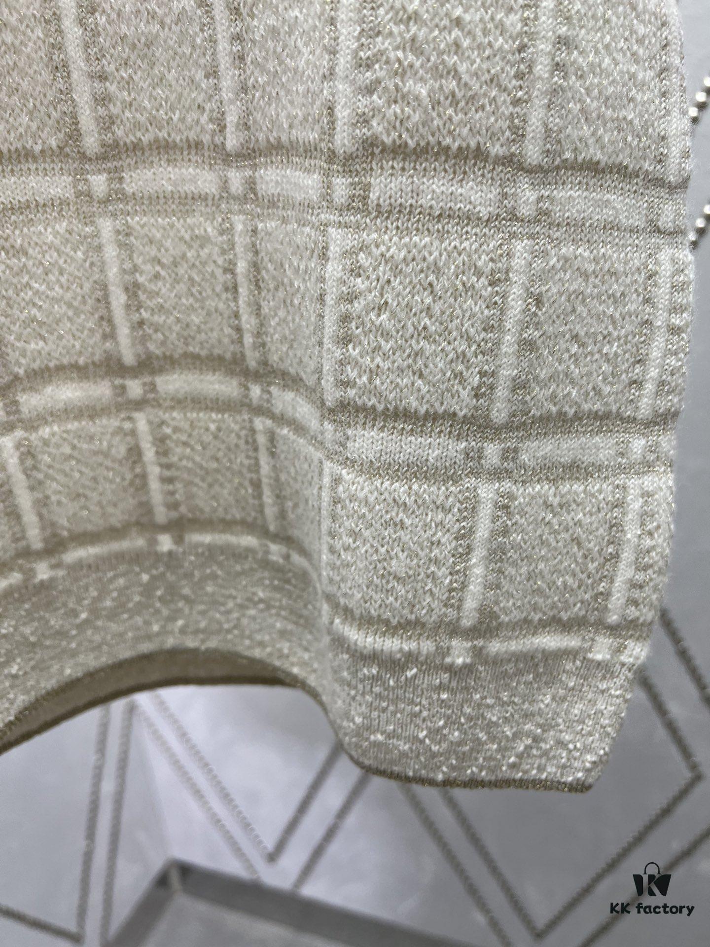 Gucci 25SS New Round Neck Cardigan Crafted from Premium Wool with Metallic Thread Geometric Jacquard Fabric, Featuring Interlocking Double G Round Buttons