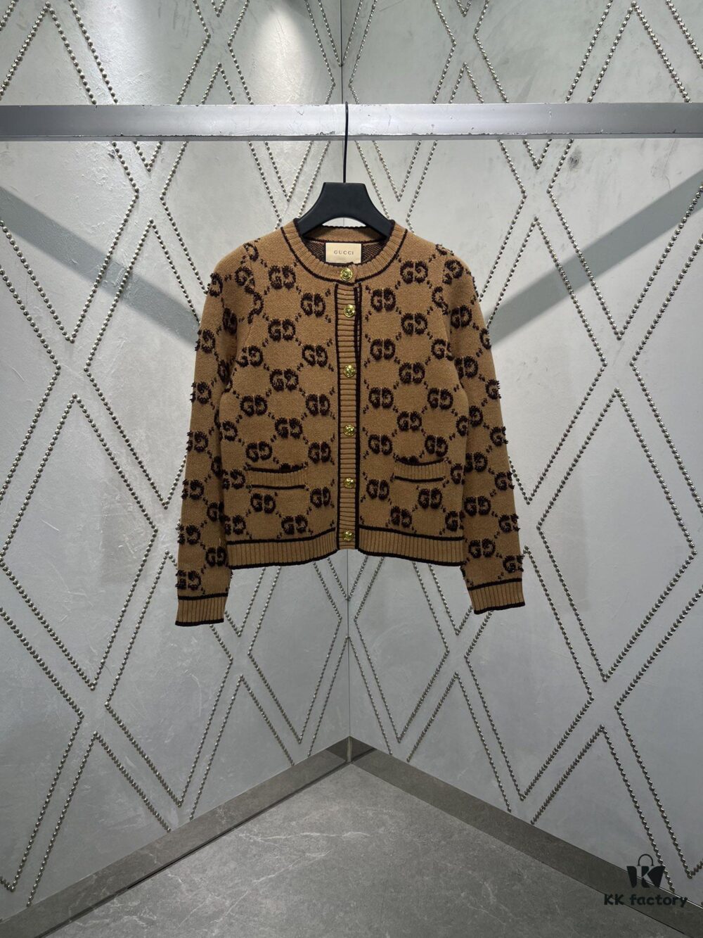 G House 25SS New Arrival Cardigan Made from GG Wool Bouclé Yarn Blend Jacquard Fabric. High Version!