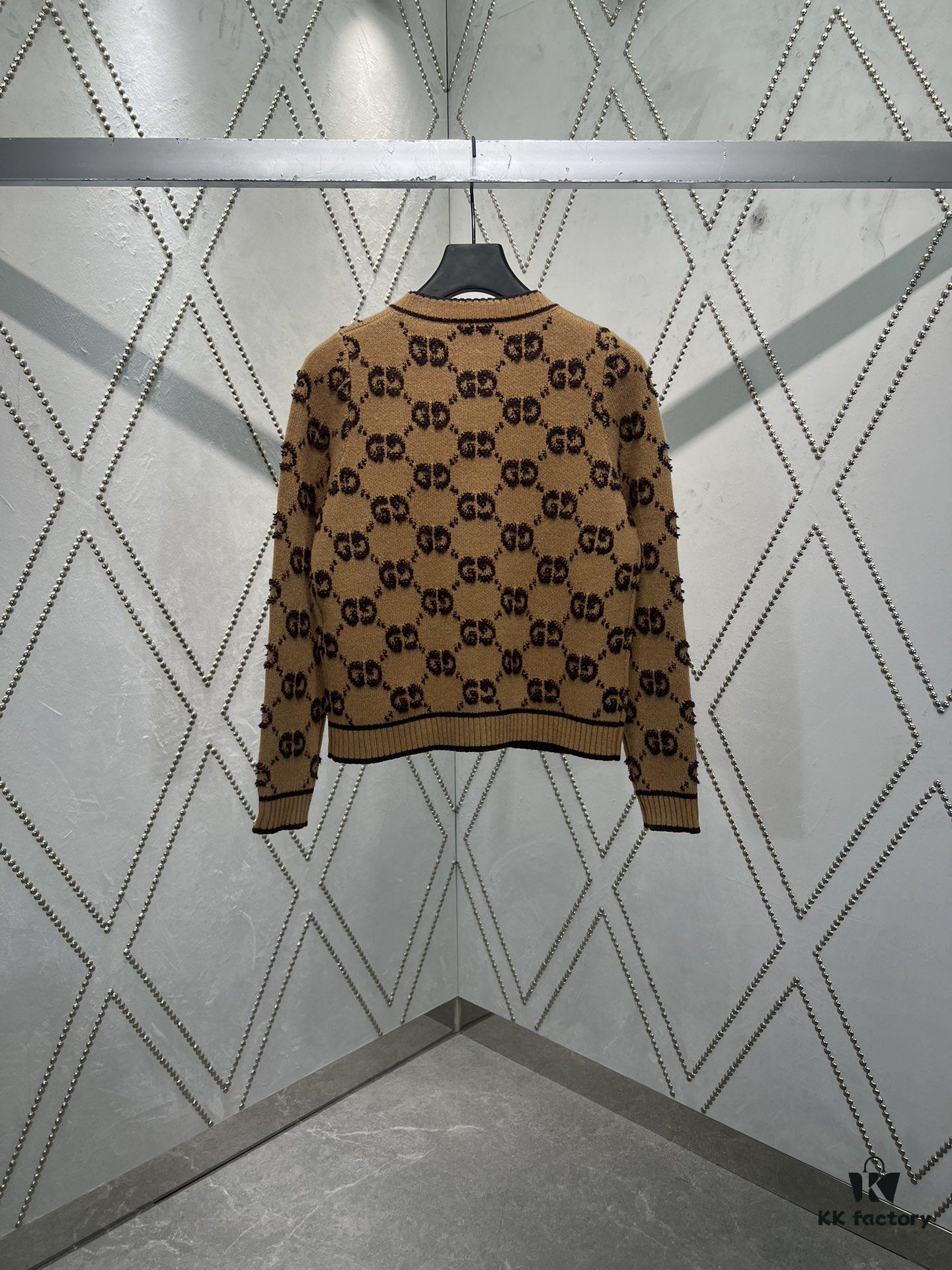 G House 25SS New Arrival Cardigan Made from GG Wool Bouclé Yarn Blend Jacquard Fabric. High Version!