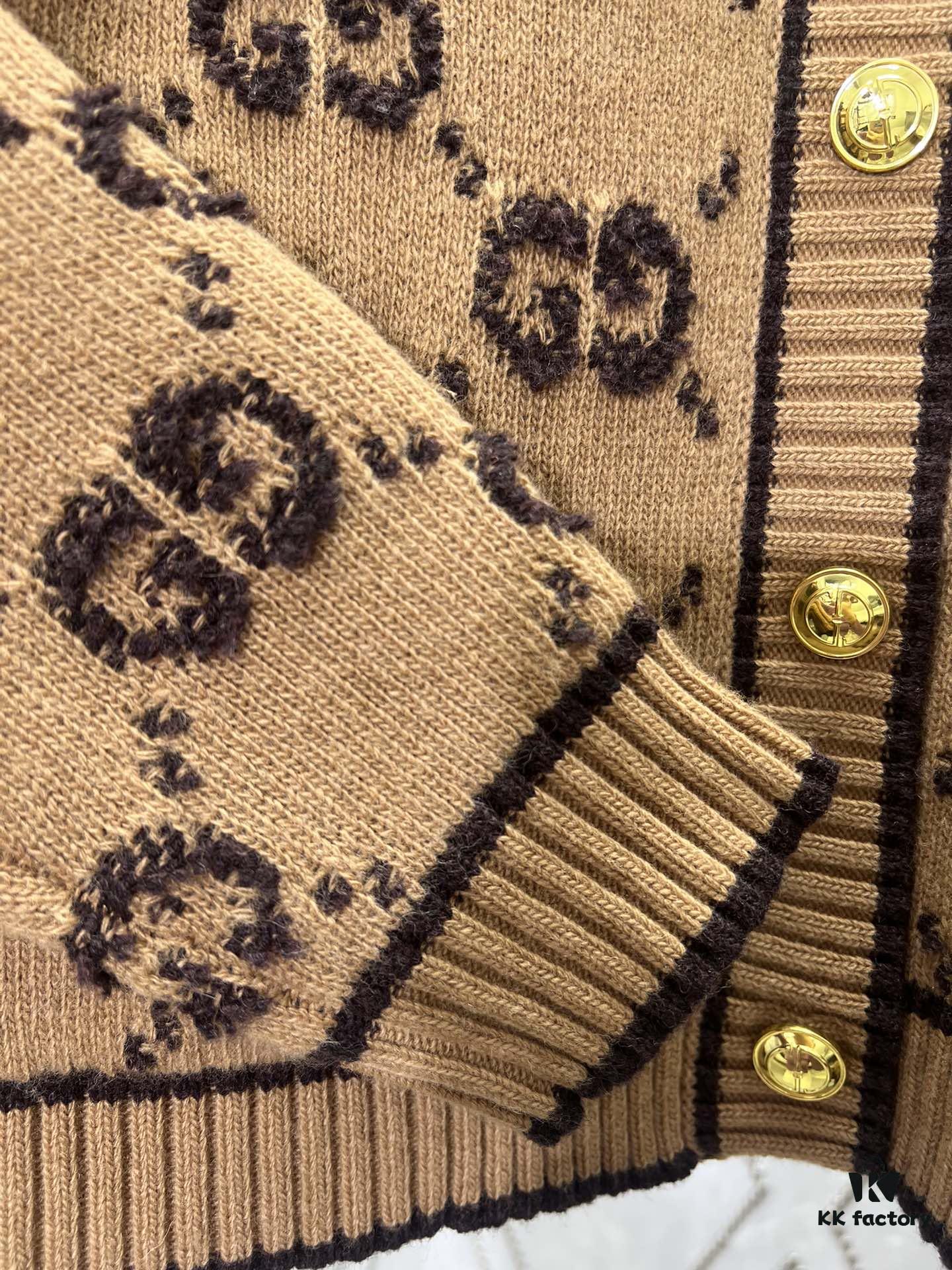 G House 25SS New Arrival Cardigan Made from GG Wool Bouclé Yarn Blend Jacquard Fabric. High Version!