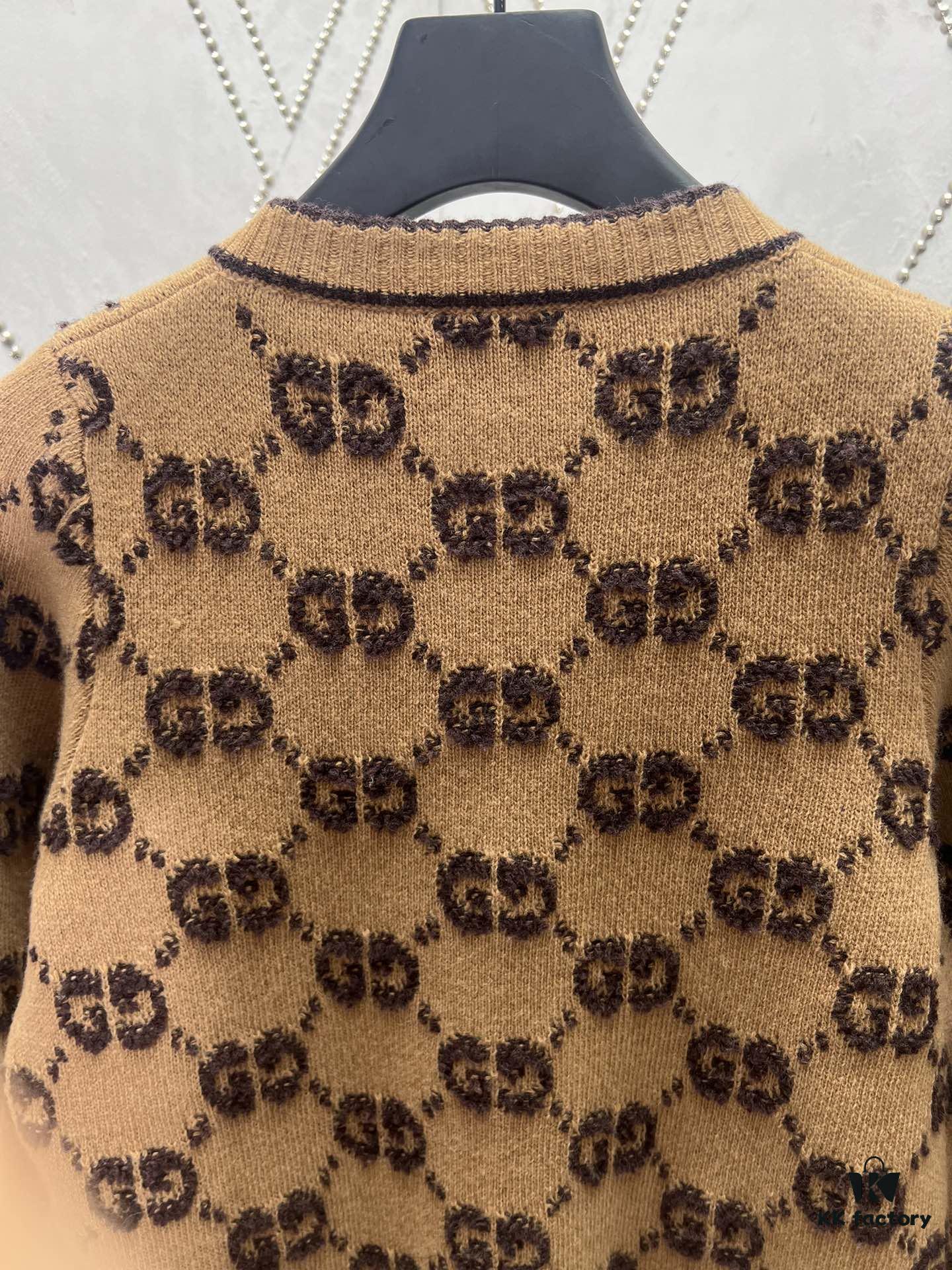 G House 25SS New Arrival Cardigan Made from GG Wool Bouclé Yarn Blend Jacquard Fabric. High Version!