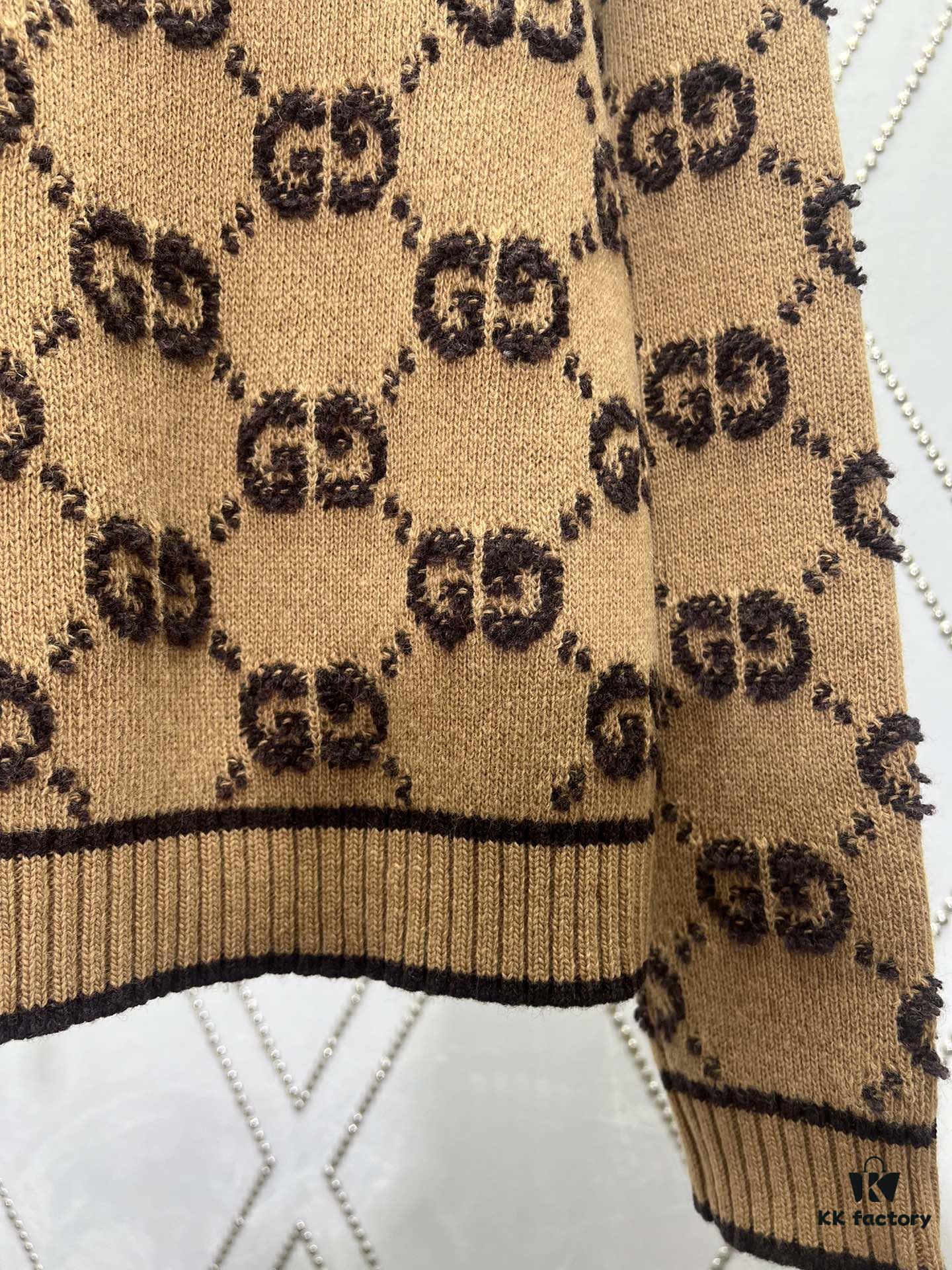 G House 25SS New Arrival Cardigan Made from GG Wool Bouclé Yarn Blend Jacquard Fabric. High Version!
