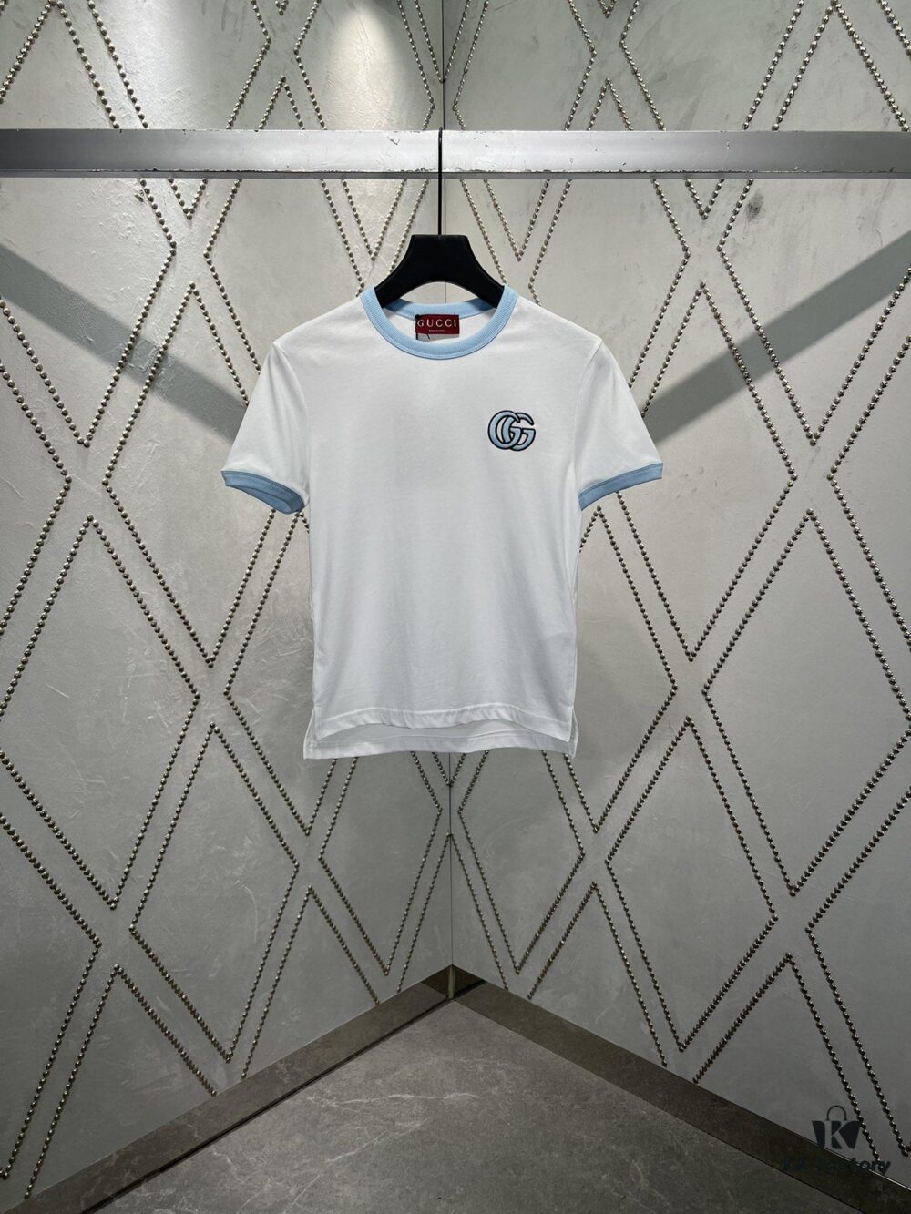 Gucci 25SS Early Spring New Arrival Minimalist Classic Embroidered Double G Letter Print Round Neck