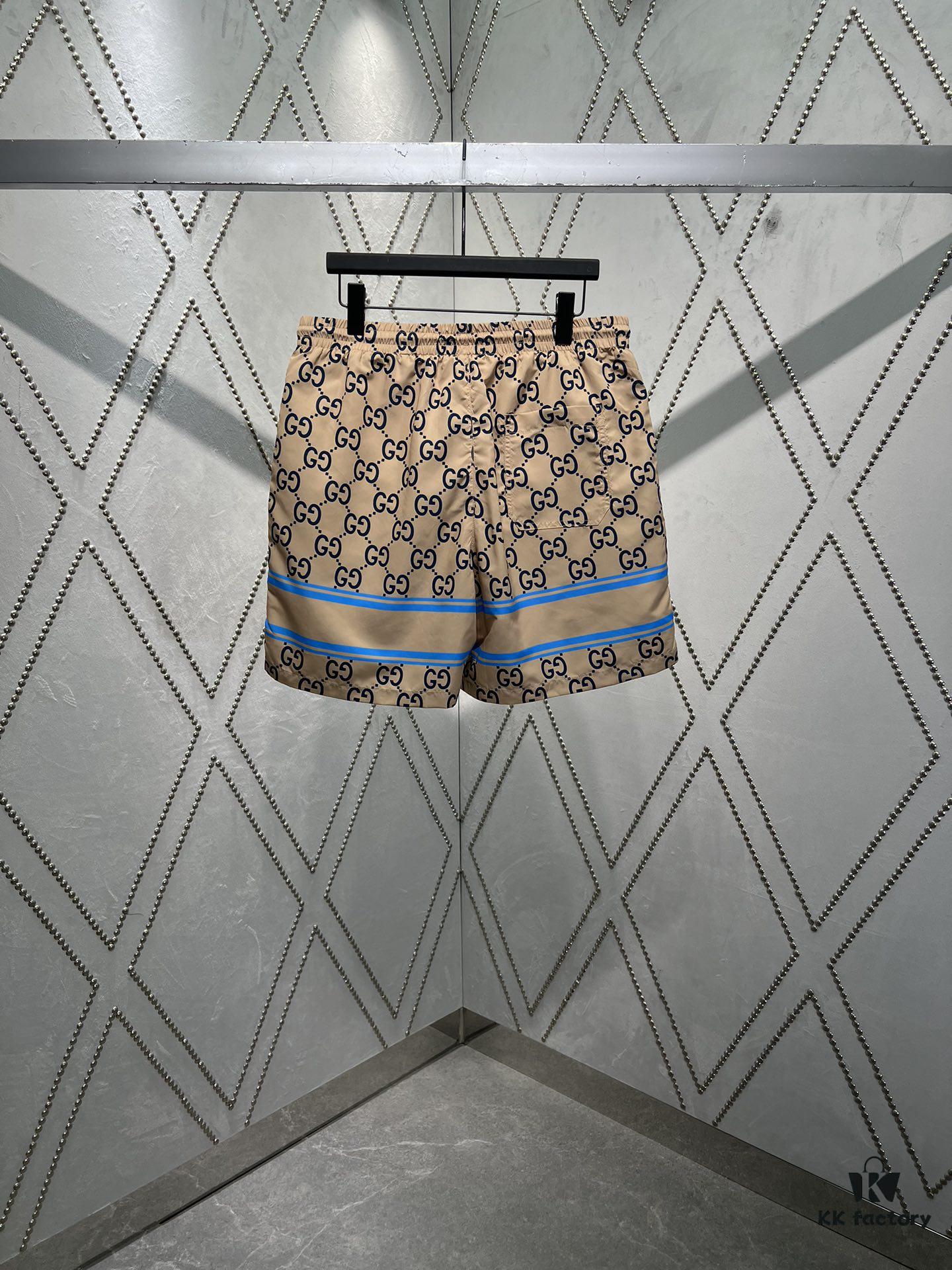 G Brand 25SS New Arrival Striped Patchwork Full Print Letter Logo Jacquard Shorts