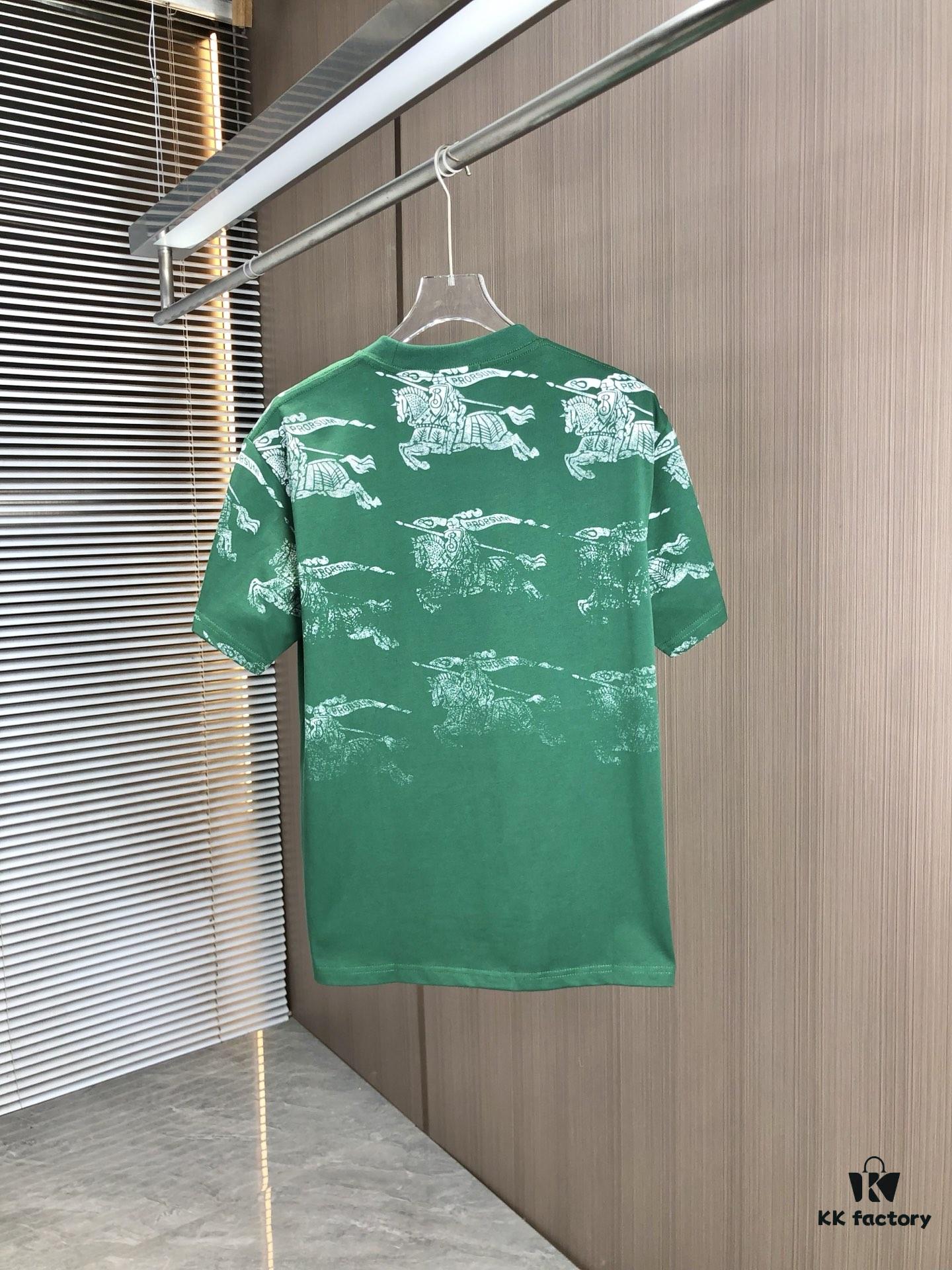 BURBERRY 2025 Spring/Summer New Arrival Round Neck Short Sleeve T-Shirt with All-Over Dot Print, Made from 320g Double-Yarn Combed Cotton Fabric, Slightly Loose Fit, Soft and Substantial Fabric Texture, Unisex Design