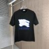 BURBERRY 2025 Spring/Summer New Arrival Round Neck Short Sleeve T-Shirt with Contrasting Embroidery, 320g Double Combed Cotton Fabric, Slightly Loose Unisex Fit