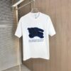 BURBERRY 2025 Spring/Summer New Arrival Round Neck Short Sleeve T-Shirt with Contrasting Patch Embroidery, 320g Double Combed Cotton Fabric, Slightly Loose Unisex Fit