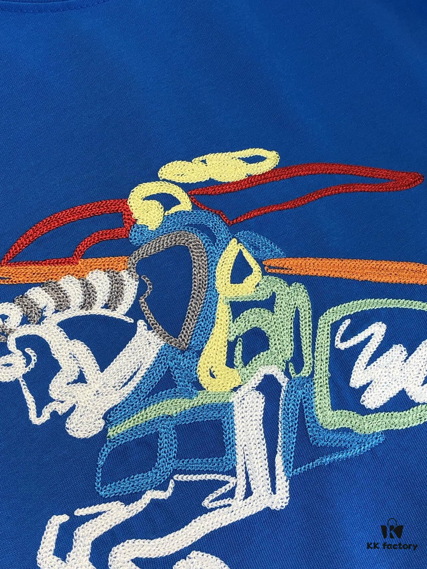 BURBERRY 2025 Spring/Summer New Arrival Round Neck Short Sleeve T-Shirt with Equestrian Chain Embroidery, 320g Double Combed Cotton Fabric, Slightly Loose Unisex Fit