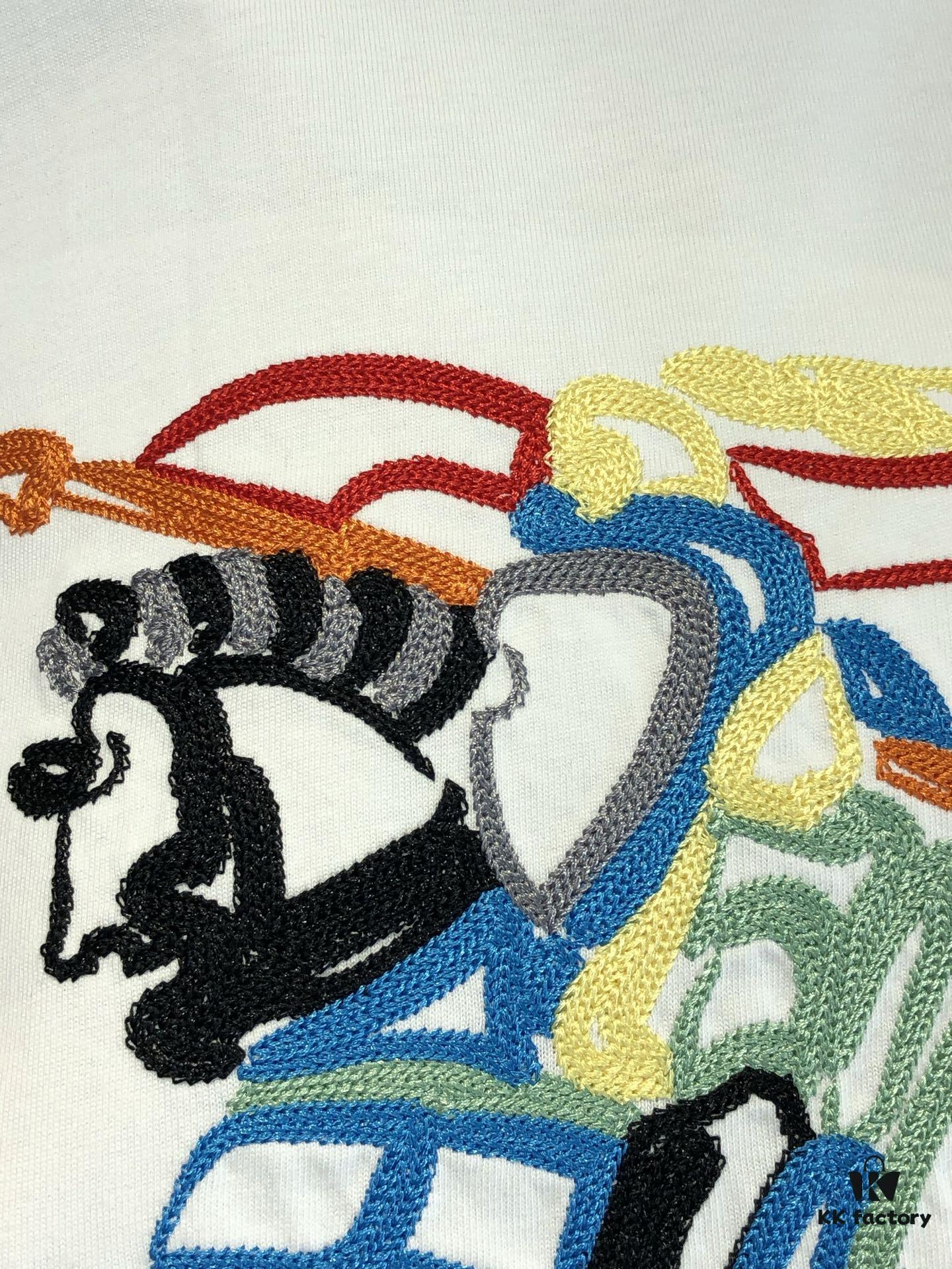 BURBERRY 2025 Spring/Summer New Arrival Round Neck Short Sleeve T-Shirt with Equestrian Chain Embroidery, 320g Double Combed Cotton Fabric, Slightly Loose Unisex Fit