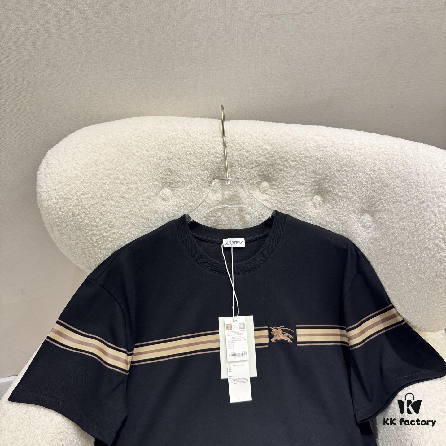 BURBERRY 2025 Spring-Summer New Arrival Short Sleeve T-Shirt, Runway-Inspired Fashion Casual Tee with Designer Logo, Premium 100% Cotton