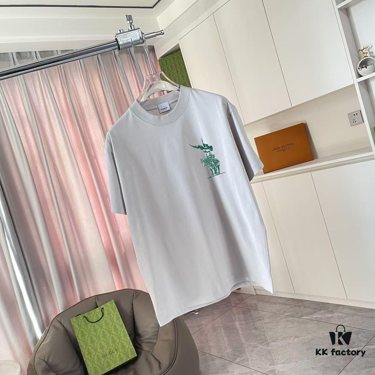 BURBERRY 2025 Summer New Arrival Personalized Letter Logo Print Short Sleeve T-Shirt Unisex Custom 300g Fabric