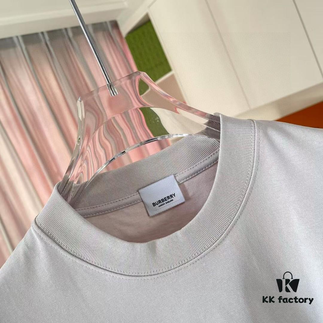 BURBERRY 2025 Summer New Arrival Personalized Letter Logo Print Short Sleeve T-Shirt Unisex Custom 300g Fabric