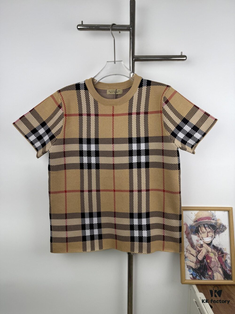 New Burberry 23SS Classic Evergreen Plaid Knit Short-Sleeve Unisex