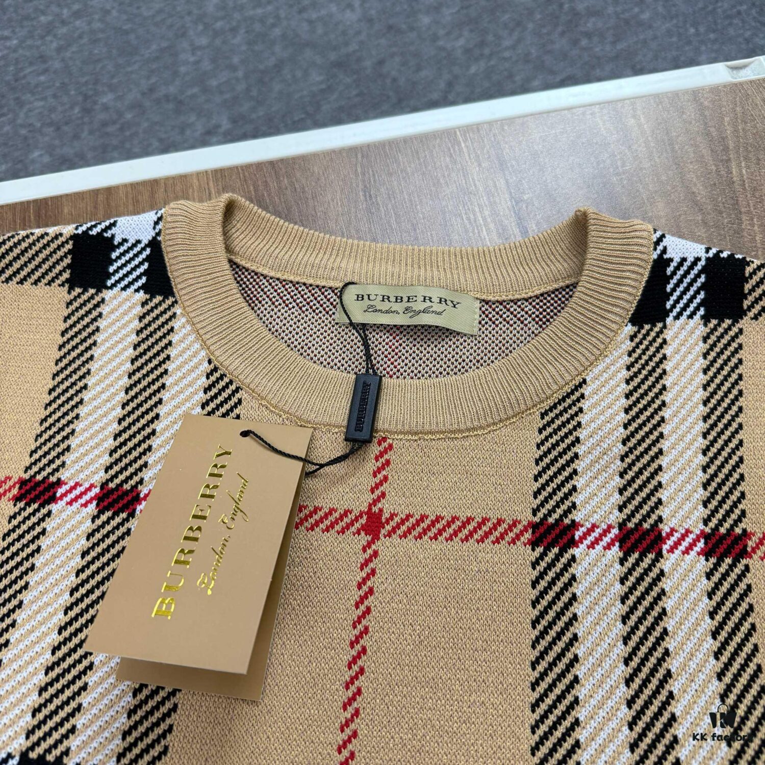 New Burberry 23SS Classic Evergreen Plaid Knit Short-Sleeve Unisex