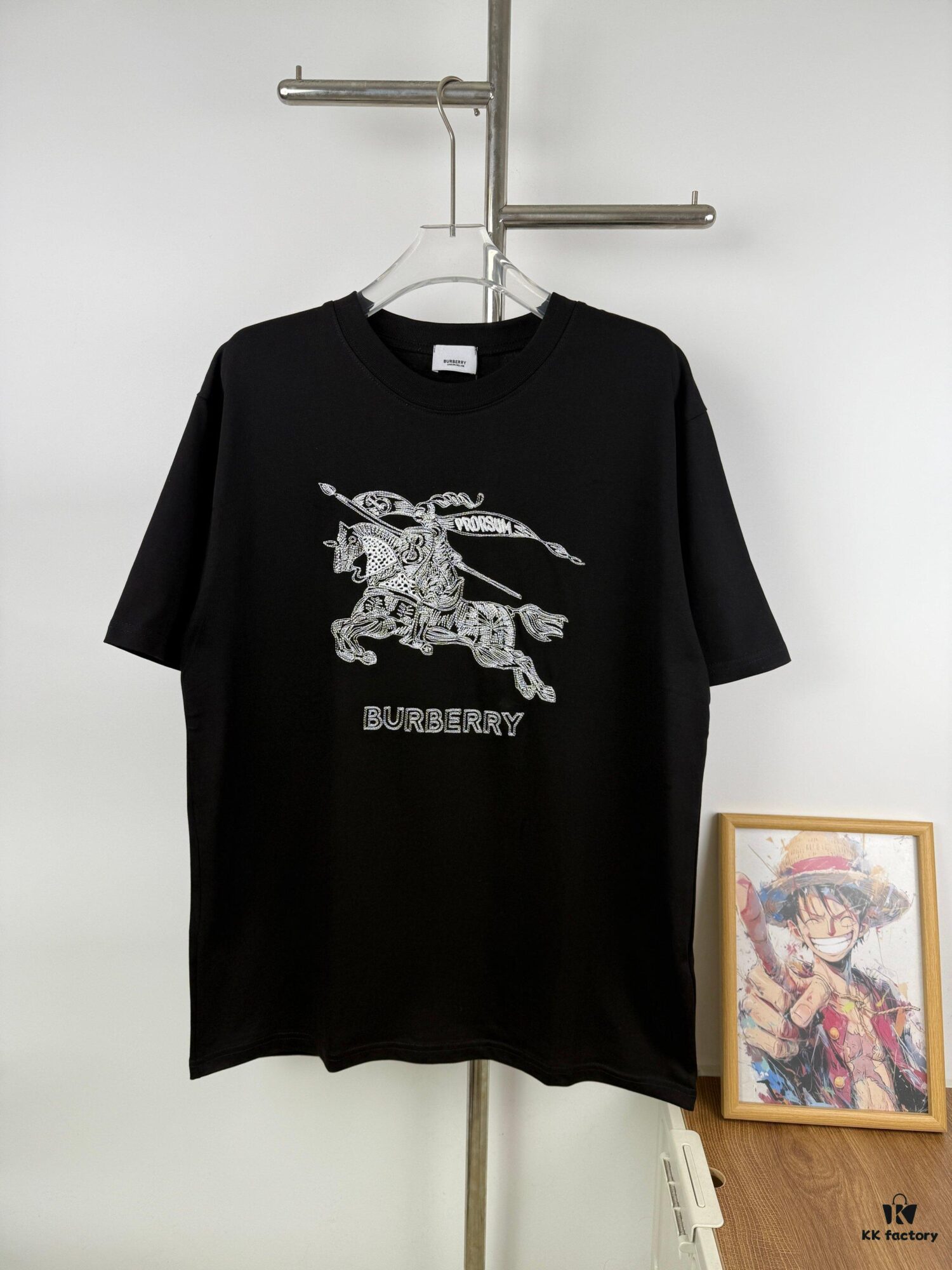 New BBR Burberry 24SS Embroidered 3D Horse Logo Short Sleeve T-Shirt