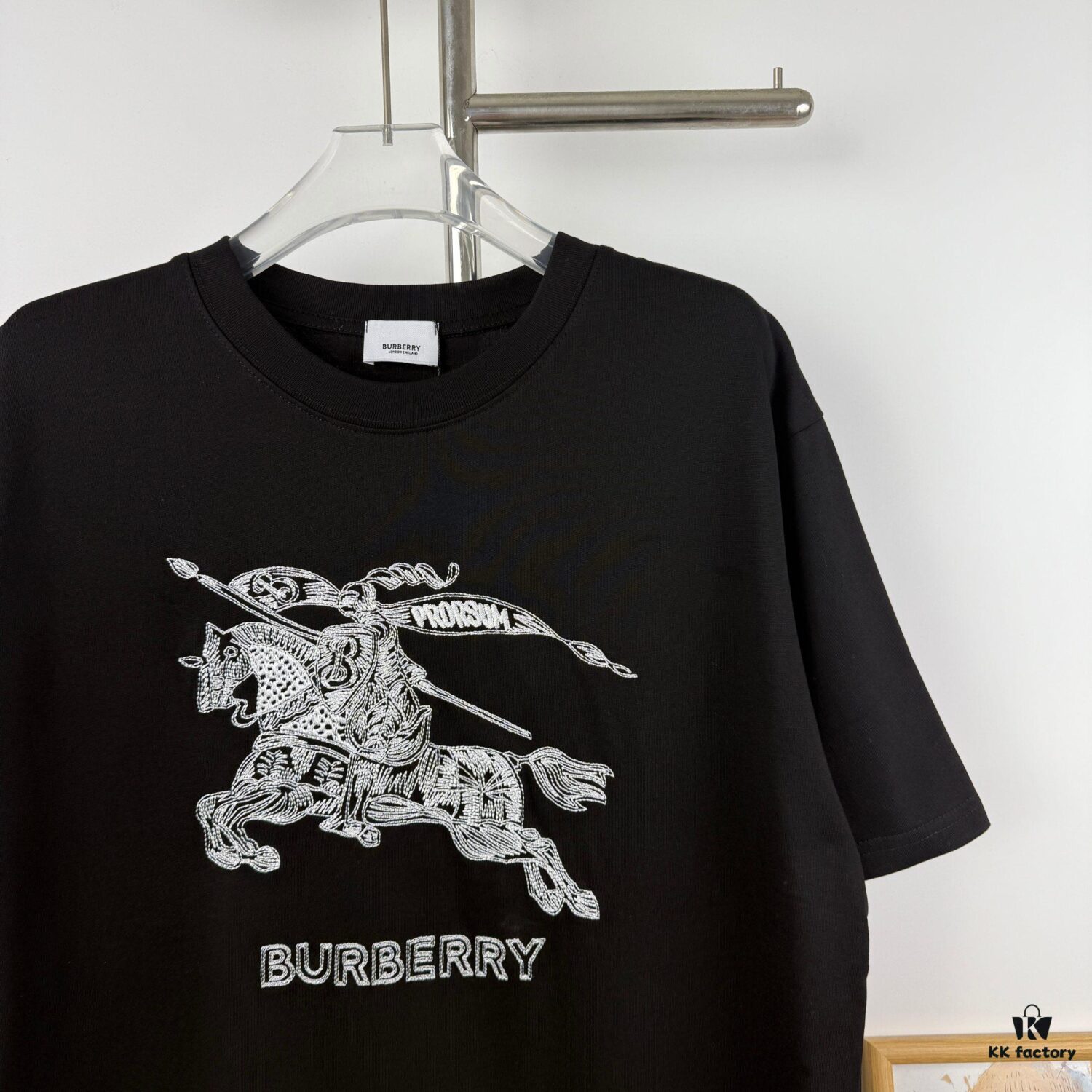 New BBR Burberry 24SS Embroidered 3D Horse Logo Short Sleeve T-Shirt