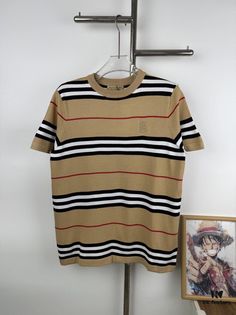 New BURBERRY 2023 Spring/Summer Lightweight Linen-Blend Striped Knit Short-Sleeve T-Shirt