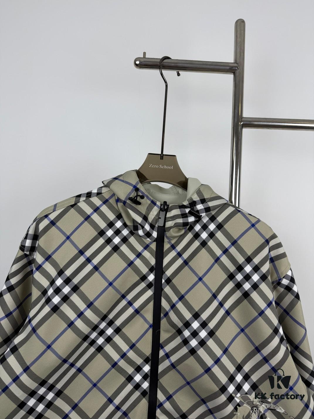 New Burberry Plaid Knight Horse Double-Sided Lightweight Hooded Jacket