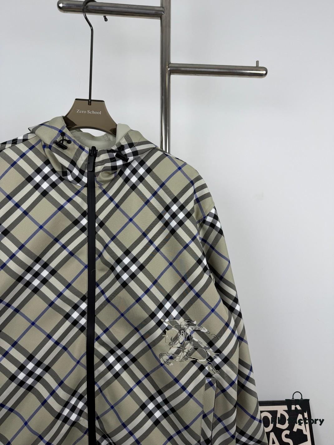 New Burberry Plaid Knight Horse Double-Sided Lightweight Hooded Jacket