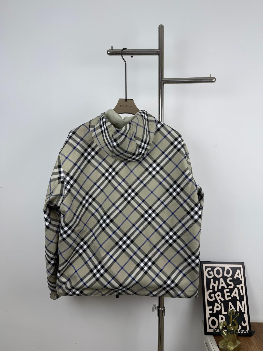 New Burberry Plaid Knight Horse Double-Sided Lightweight Hooded Jacket