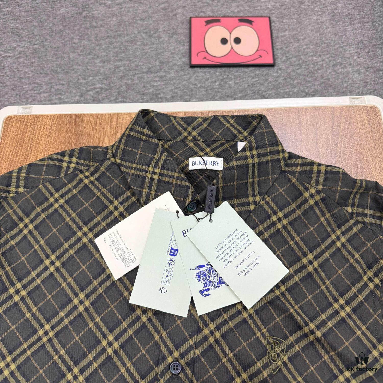 New Burberry 24SS Embroidered Check Cotton Shirt