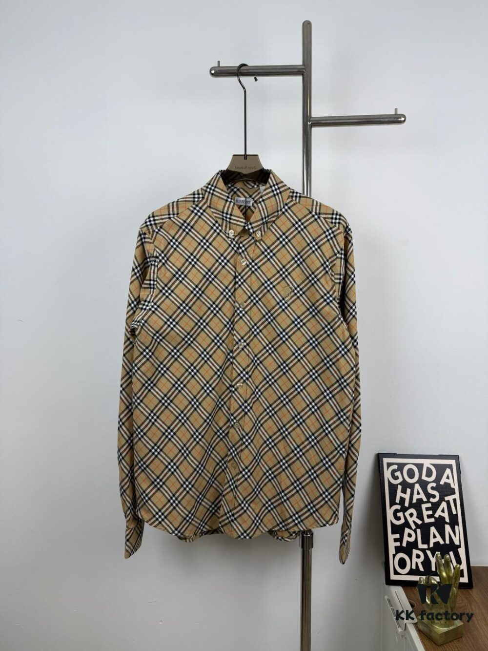 New Burberry 24SS Embroidered Check Cotton Shirt