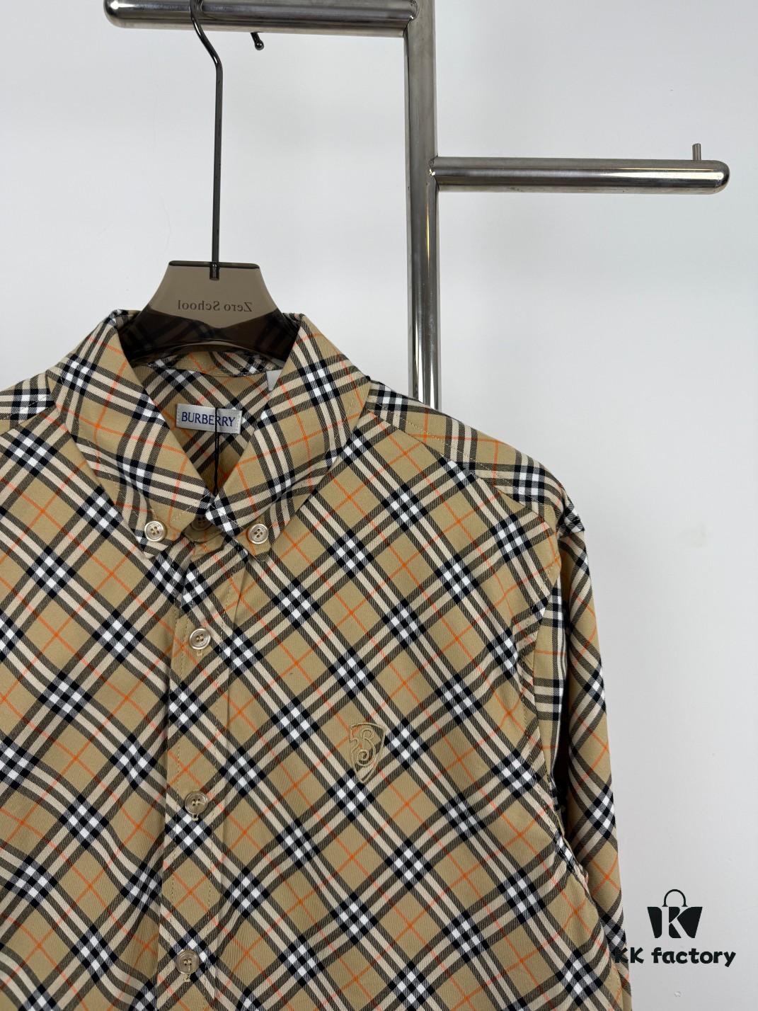 New Burberry 24SS Embroidered Check Cotton Shirt