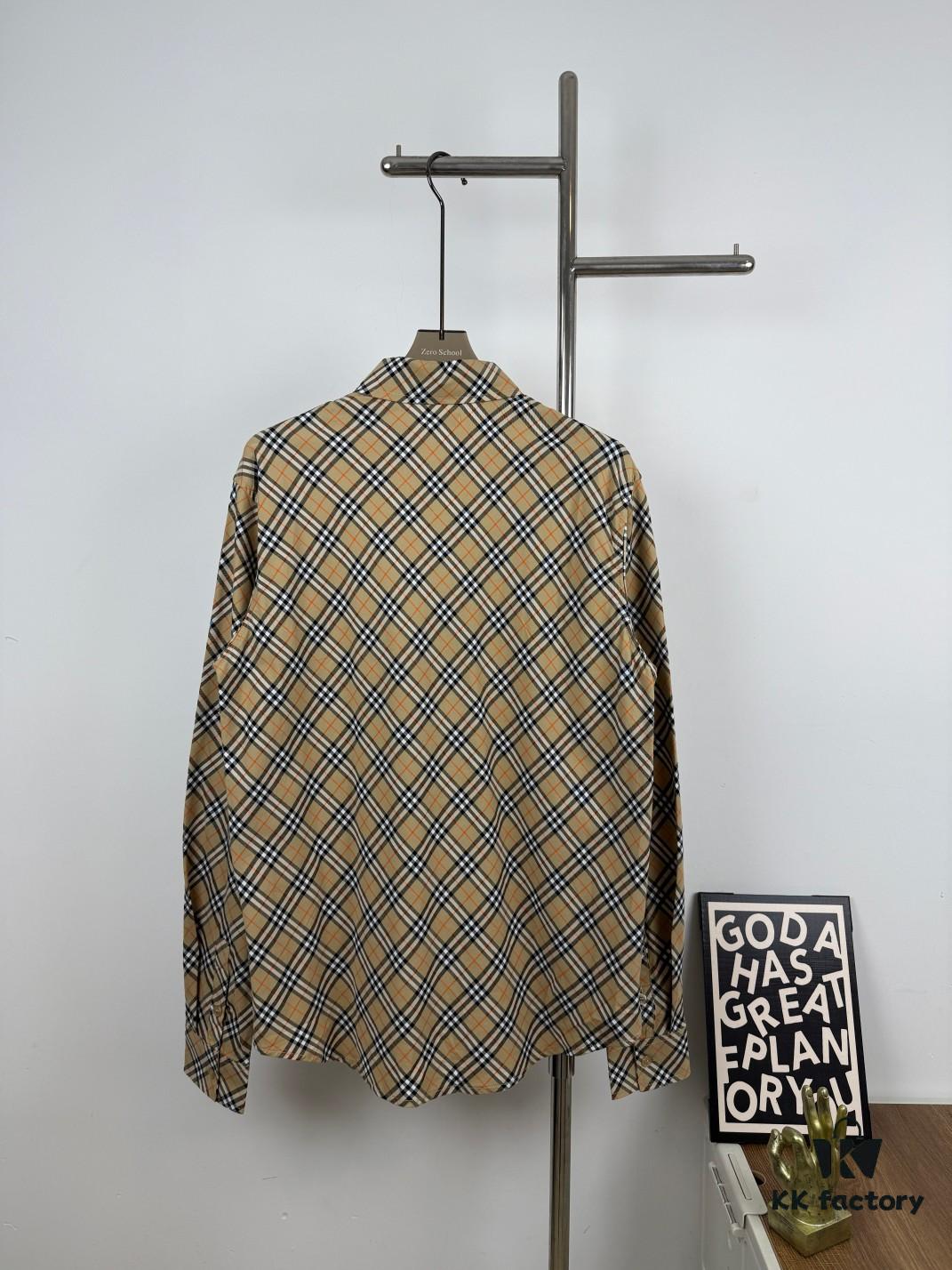 New Burberry 24SS Embroidered Check Cotton Shirt