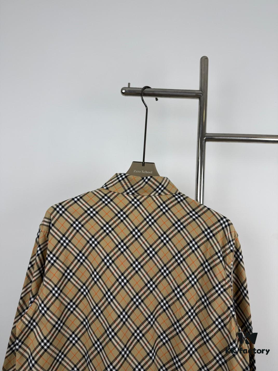 New Burberry 24SS Embroidered Check Cotton Shirt