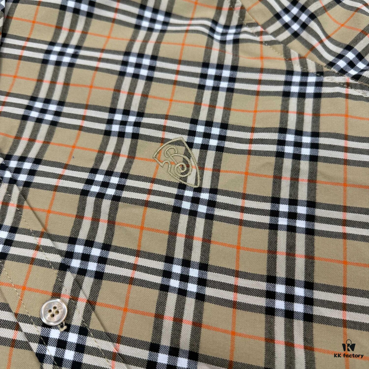 New Burberry 24SS Embroidered Check Cotton Shirt
