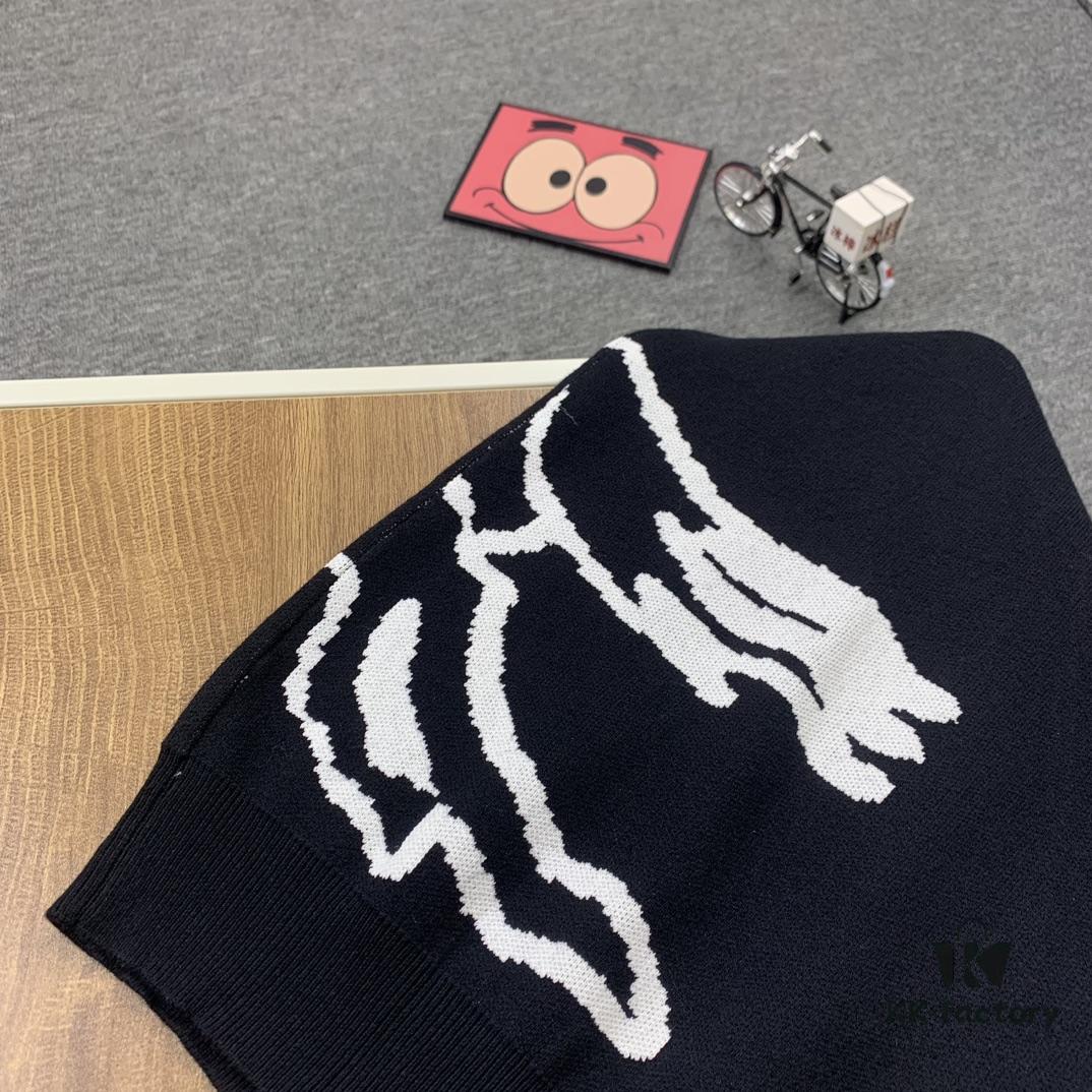 New BURBERRY BBR 24SS Limited Edition Equestrian Knight Black Horse Jacquard Knitwear Unisex Crew Neck Sweater