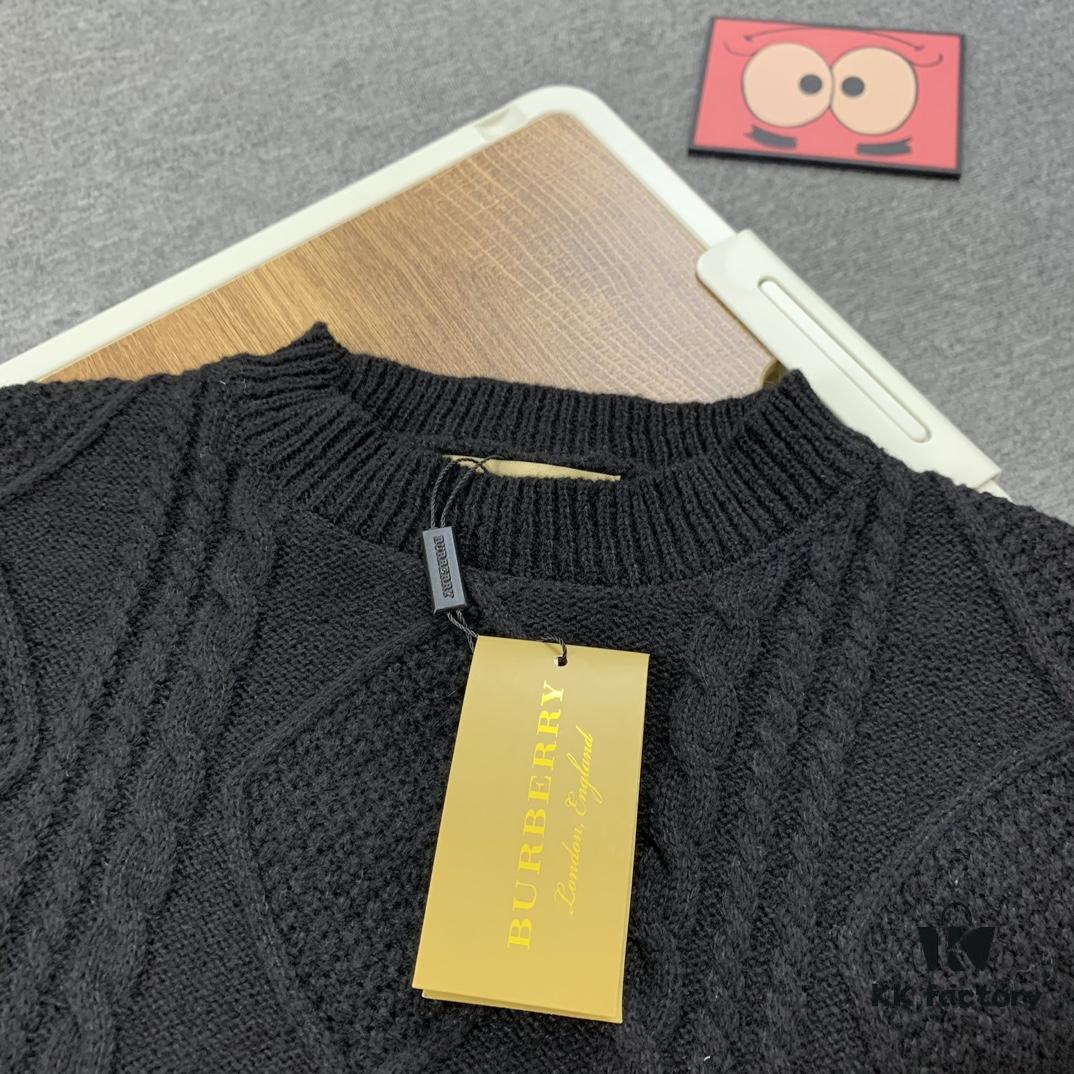 New Burberry 2024 Fall/Winter Black Patchwork Sweater Unisex Classic Plaid Design Hand-Cut Distressed Detail High-Density Knitwear